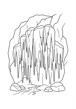 Voir le coloriage Cascade gelée formant de magnifiques stalactites de glace