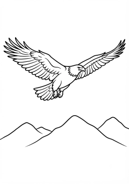 Voir le coloriage Aigle royal déployant ses grandes ailes en vol