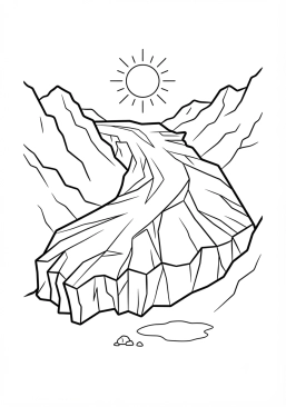 Voir le coloriage Imposant glacier scintillant sous le soleil