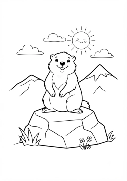 Voir le coloriage Mamotte souriante sur un rocher ensoleillé