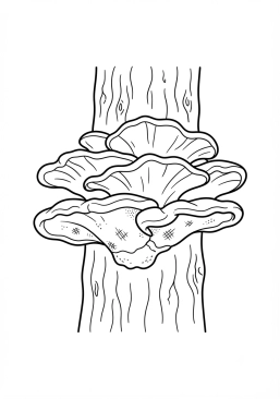 Coloriage Polypore soufré sur un tronc