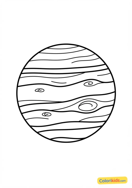 Coloriage à imprimer : planète gazeuse avec bandes nuageuses