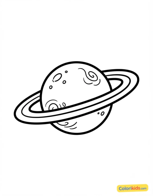 Coloriage à imprimer : planète avec des anneaux doubles