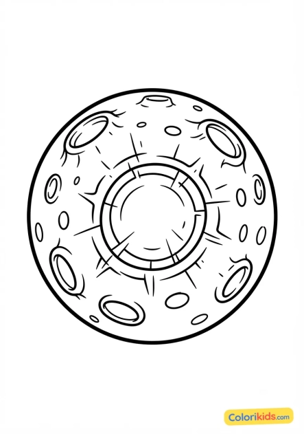 Coloriage à imprimer : planète avec des cratères d'impact géants