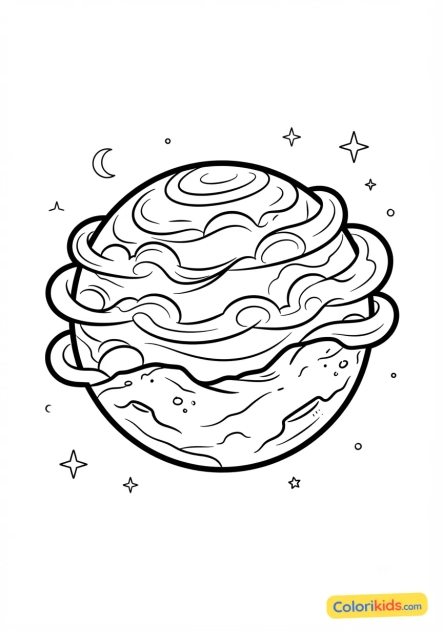 Coloriage à imprimer : planète avec une atmosphère brumeuse