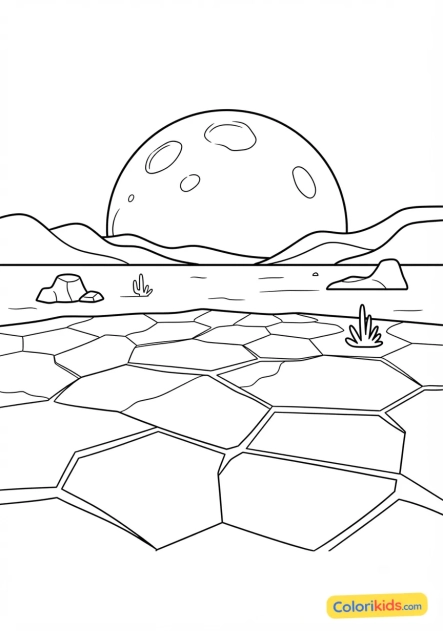 Coloriage à imprimer : planète avec des déserts de sel