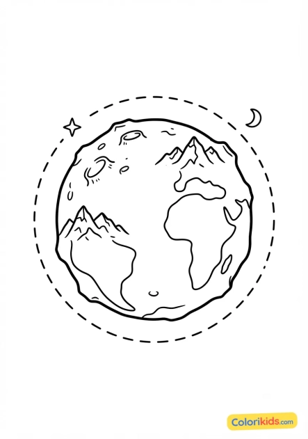 Coloriage à imprimer : planète tellurique rocheuse