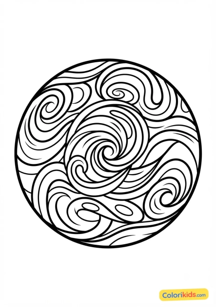 Coloriage à imprimer : planète gazeuse tourbillonnante
