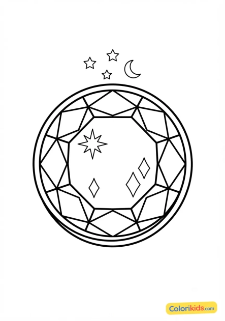 Coloriage à imprimer : planète cristalline translucide