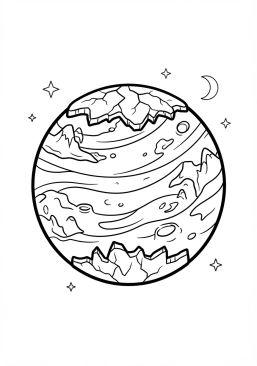 Coloriage Planète glacée avec calottes polaires
