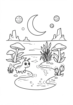 Coloriage Planète marécageuse
