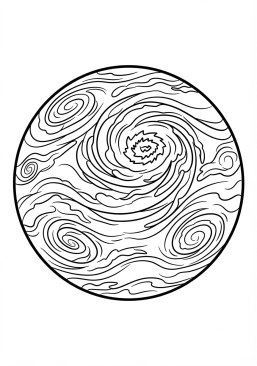 Coloriage Planète avec des tempêtes atmosphériques