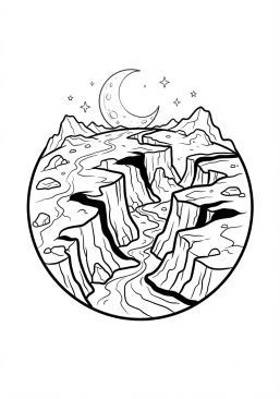 Coloriage Planète avec des vallées profondes