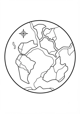 Coloriage Planète aux continents divisés