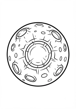Coloriage Planète avec des cratères d'impact géants
