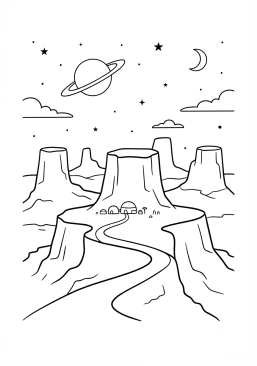 Coloriage Planète avec des plateaux élevés