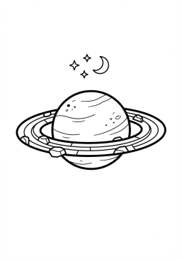 Coloriage Planète avec des anneaux de glace