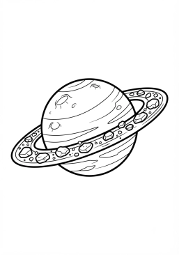 Coloriage Planète avec des anneaux rocheux