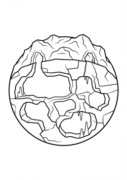 Coloriage Planète rocheuse avec des grottes