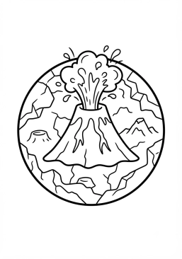 Coloriage Planète volcanique en éruption