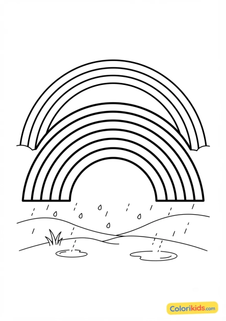 Coloriage à imprimer : arc-en-ciel double après la pluie
