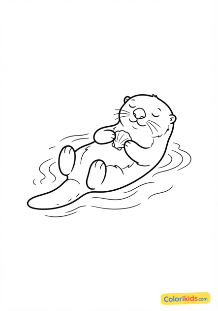 Coloriage à imprimer : loutre de mer flottant paisiblement sur le dos
