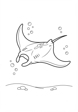 Voir le coloriage Raie manta glissant doucement avec élégance dans l'eau