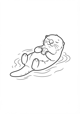 Voir le coloriage Loutre de mer flottant paisiblement sur le dos