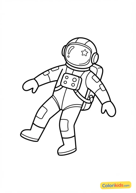 Coloriage à imprimer : astronaute flottant en apesanteur