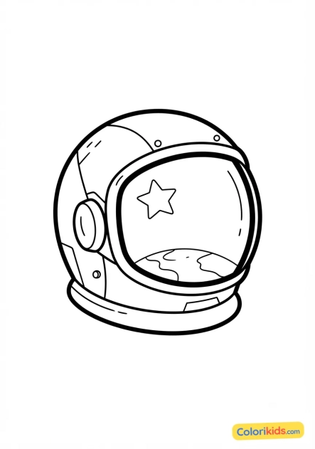 Coloriage à imprimer : casque d'astronaute avec reflet