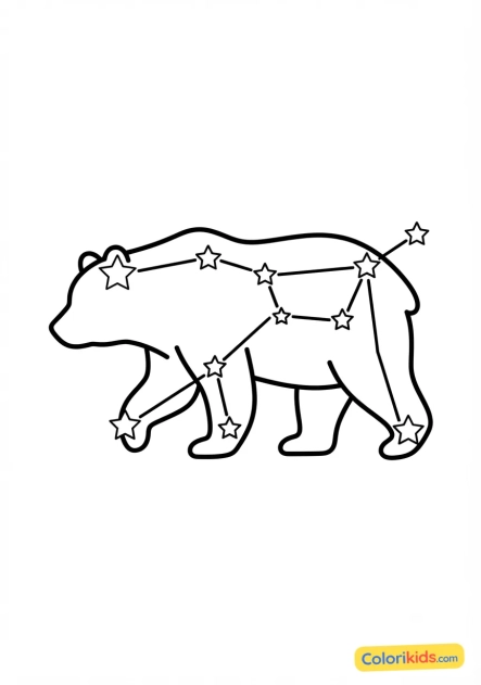 Coloriage à imprimer : constellation en forme d'ourse