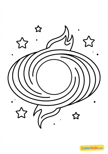Coloriage à imprimer : trou noir avec un disque d'accrétion