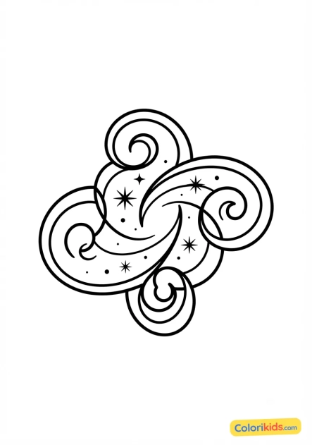 Coloriage à imprimer : nébuleuse aux couleurs vives