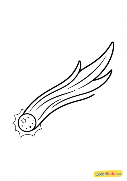 Coloriage à imprimer : comète avec une longue traîne
