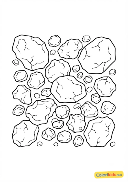 Coloriage à imprimer : champ d'astéroïdes dense