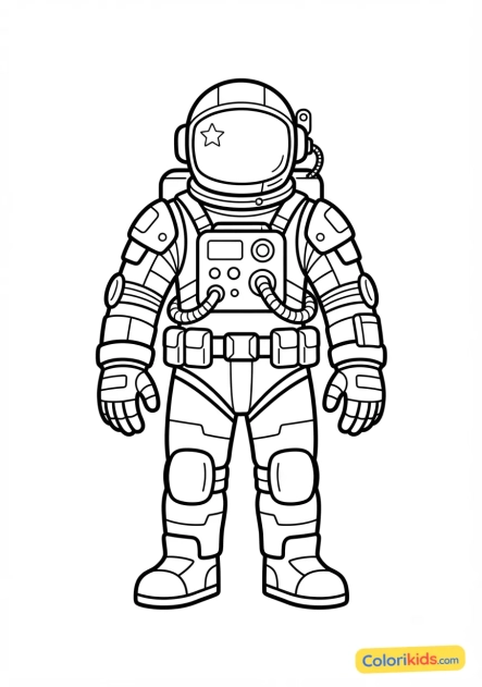 Coloriage à imprimer : combinaison spatiale détaillée