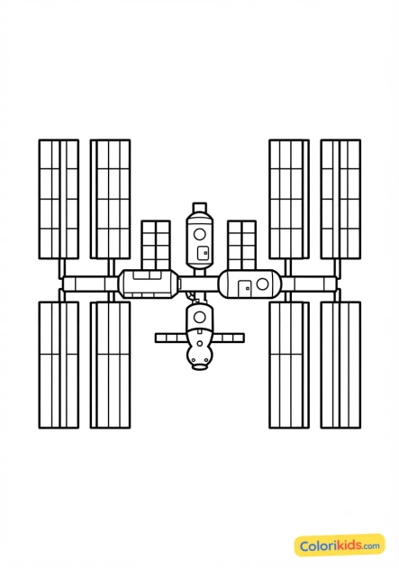 Coloriage à imprimer : station spatiale internationale