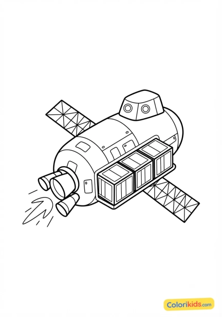 Coloriage à imprimer : vaisseau cargo spatial