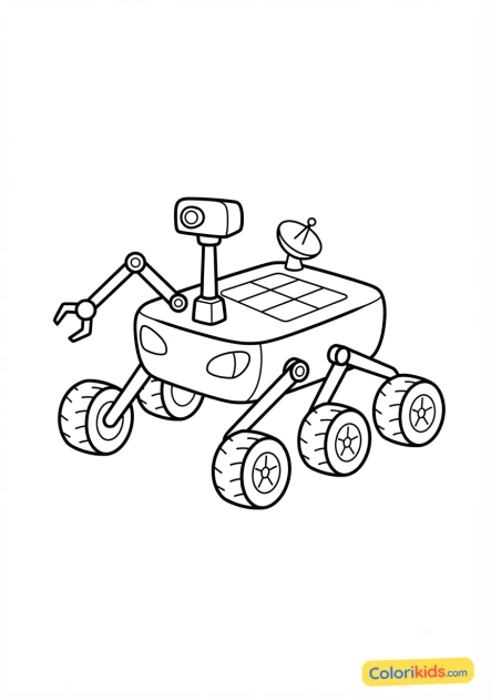 Coloriage à imprimer : robot explorateur à roues (rover)