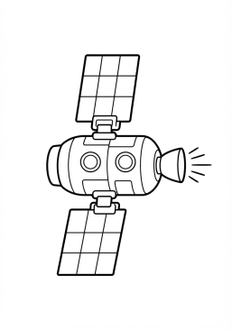 Coloriage Vaisseau avec des panneaux solaires
