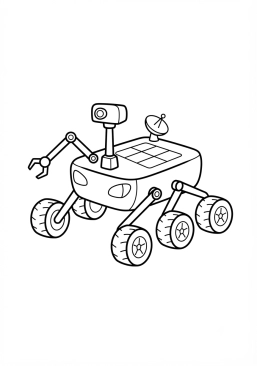 Coloriage Robot explorateur à roues (rover)
