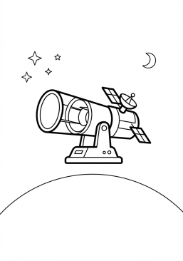 Coloriage Télescope spatial en orbite