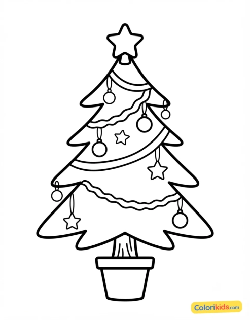 Coloriage à imprimer : sapin de Noël décoré