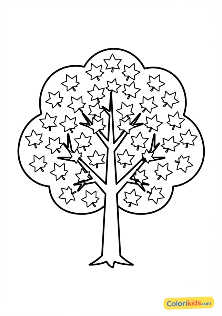 Coloriage à imprimer : Érable avec des feuilles en forme d'étoile