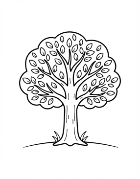 Coloriage Arbre en automne avec des feuilles orange