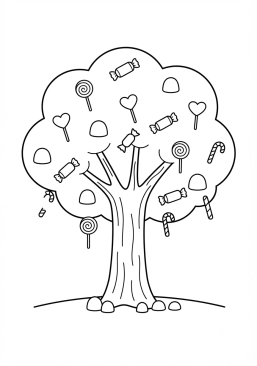 Coloriage Arbre à bonbons ou à friandises