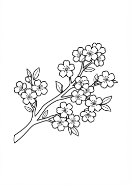 Coloriage Cerisier en fleurs (Sakura)