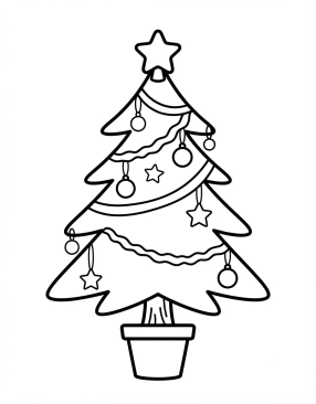 Coloriage Sapin de Noël décoré