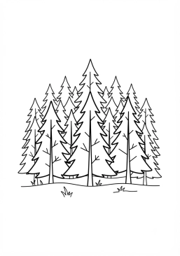 Coloriage Forêt dense de pins
