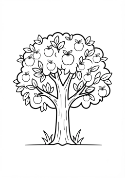 Coloriage Arbre fruitier avec des pommes